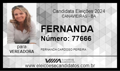 Candidato FERNANDA 2024 - CANAVIEIRAS - Eleições