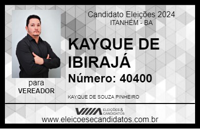 Candidato KAYQUE DE IBIRAJÁ 2024 - ITANHÉM - Eleições