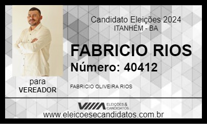 Candidato FABRICIO RIOS 2024 - ITANHÉM - Eleições