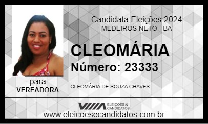 Candidato CLEOMÁRIA 2024 - MEDEIROS NETO - Eleições