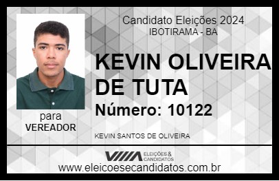 Candidato KEVIN OLIVEIRA DE TUTA 2024 - IBOTIRAMA - Eleições