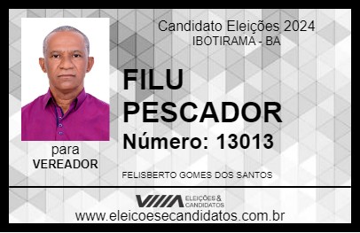 Candidato FILU PESCADOR 2024 - IBOTIRAMA - Eleições