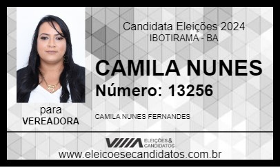 Candidato CAMILA NUNES 2024 - IBOTIRAMA - Eleições