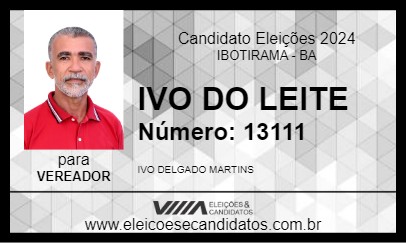 Candidato IVO DO LEITE 2024 - IBOTIRAMA - Eleições