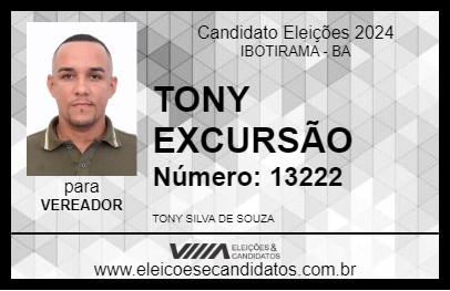 Candidato TONY EXCURSÃO 2024 - IBOTIRAMA - Eleições