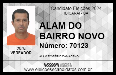 Candidato ALAM DO BAIRRO NOVO 2024 - IBICARAÍ - Eleições