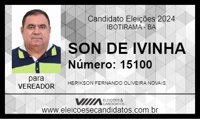 Candidato SON DE IVINHA 2024 - IBOTIRAMA - Eleições