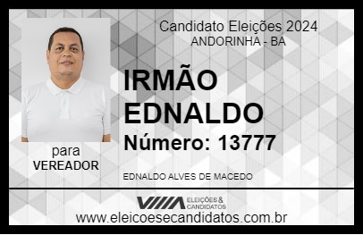 Candidato IRMÃO EDNALDO 2024 - ANDORINHA - Eleições