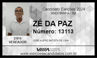 Candidato ZÉ DA PAZ 2024 - ANDORINHA - Eleições