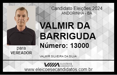 Candidato VALMIR DA BARRIGUDA 2024 - ANDORINHA - Eleições