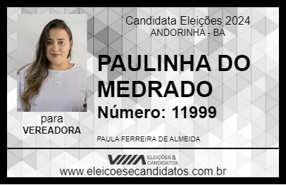 Candidato PAULINHA DO MEDRADO 2024 - ANDORINHA - Eleições