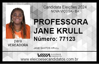 Candidato PROFESSORA JANE KRULL 2024 - NOVA VIÇOSA - Eleições