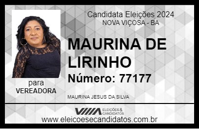 Candidato MAURINA DE LIRINHO 2024 - NOVA VIÇOSA - Eleições