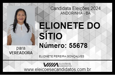 Candidato ELIONETE DO SÍTIO 2024 - ANDORINHA - Eleições