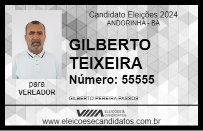 Candidato GILBERTO TEIXEIRA 2024 - ANDORINHA - Eleições