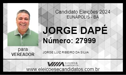 Candidato JORGE DAPÉ 2024 - EUNÁPOLIS - Eleições