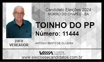 Candidato TOINHO DO PP 2024 - MORRO DO CHAPÉU - Eleições