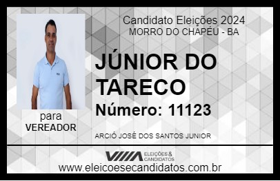 Candidato JÚNIOR DO TARECO 2024 - MORRO DO CHAPÉU - Eleições