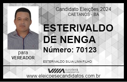 Candidato ESTERIVALDO DE NENGA 2024 - CAETANOS - Eleições