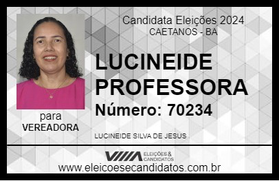 Candidato LUCINEIDE PROFESSORA 2024 - CAETANOS - Eleições