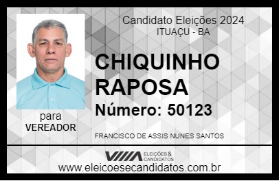 Candidato CHIQUINHO RAPOSA 2024 - ITUAÇU - Eleições