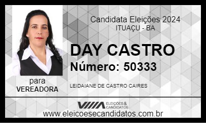 Candidato DAY CASTRO 2024 - ITUAÇU - Eleições