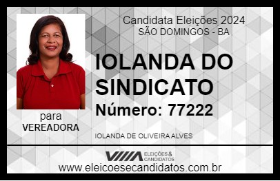 Candidato IOLANDA DO SINDICATO 2024 - SÃO DOMINGOS - Eleições