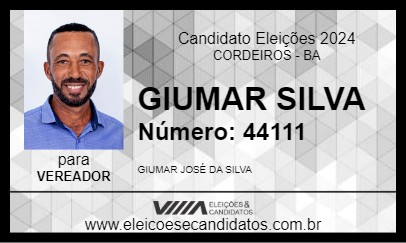 Candidato GIUMAR SILVA 2024 - CORDEIROS - Eleições