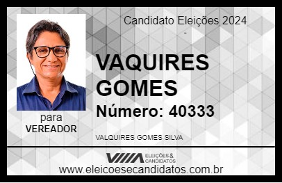 Candidato VAQUIRES GOMES 2024 - ITAMARAJU - Eleições