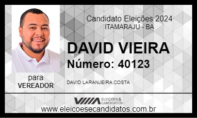 Candidato DAVID VIEIRA 2024 - ITAMARAJU - Eleições