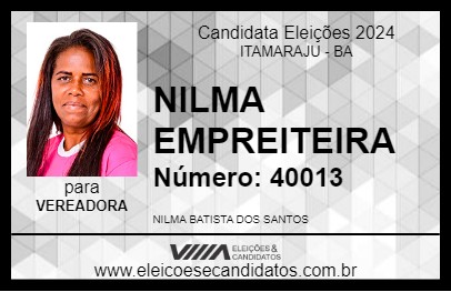 Candidato NILMA EMPREITEIRA 2024 - ITAMARAJU - Eleições