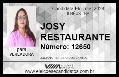 Candidato JOSY RESTAURANTE 2024 - ILHÉUS - Eleições