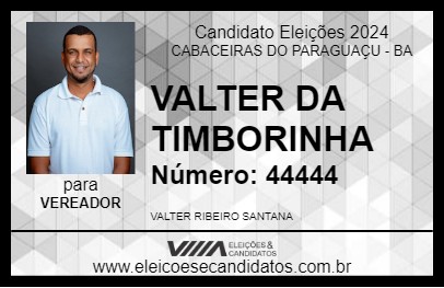 Candidato VALTER DA TIMBORINHA 2024 - CABACEIRAS DO PARAGUAÇU - Eleições