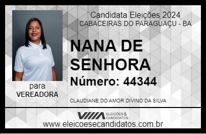 Candidato NANA DE SENHORA  2024 - CABACEIRAS DO PARAGUAÇU - Eleições