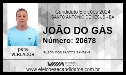 Candidato JOÃO DO GÁS 2024 - SANTO ANTÔNIO DE JESUS - Eleições