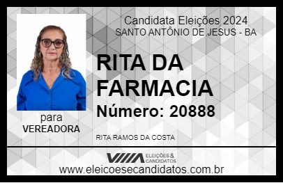 Candidato RITA DA FARMACIA 2024 - SANTO ANTÔNIO DE JESUS - Eleições