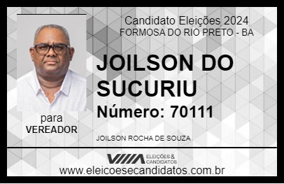 Candidato JOILSON DO SUCURIU 2024 - FORMOSA DO RIO PRETO - Eleições