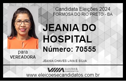 Candidato JEANIA DO HOSPITAL 2024 - FORMOSA DO RIO PRETO - Eleições