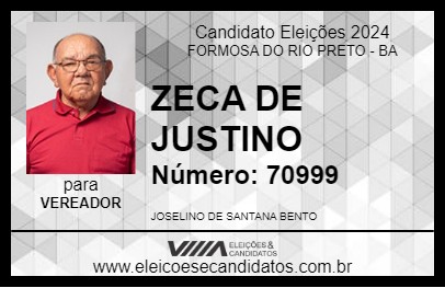 Candidato ZECA DE JUSTINO 2024 - FORMOSA DO RIO PRETO - Eleições