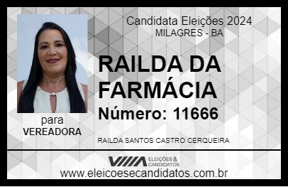 Candidato RAILDA DA FARMÁCIA 2024 - MILAGRES - Eleições