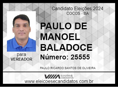 Candidato PAULO DE MANOEL BALADOCE 2024 - COCOS - Eleições