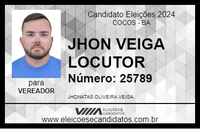 Candidato JHON VEIGA LOCUTOR 2024 - COCOS - Eleições