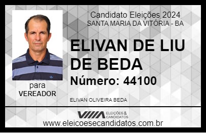 Candidato ELIVAN DE LIU DE BEDA 2024 - SANTA MARIA DA VITÓRIA - Eleições