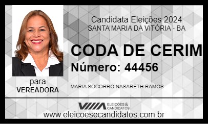 Candidato CODA DE CERIM 2024 - SANTA MARIA DA VITÓRIA - Eleições