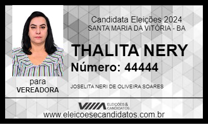 Candidato THALITA NERY 2024 - SANTA MARIA DA VITÓRIA - Eleições