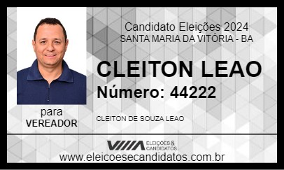 Candidato CLEITON LEAO 2024 - SANTA MARIA DA VITÓRIA - Eleições