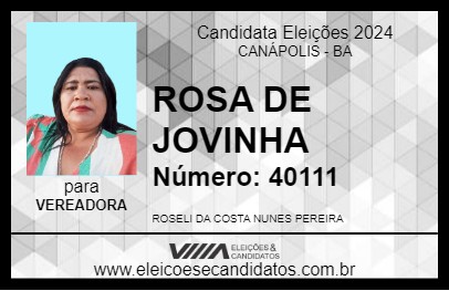 Candidato ROSA DE JOVINHA 2024 - CANÁPOLIS - Eleições