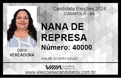 Candidato NANA DE REPRESA 2024 - CANÁPOLIS - Eleições