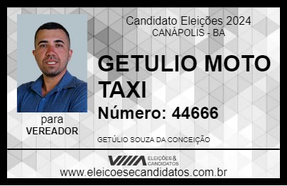 Candidato GETULIO MOTO TAXI 2024 - CANÁPOLIS - Eleições