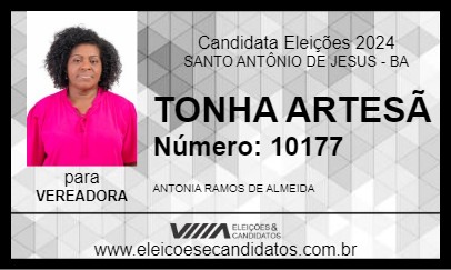 Candidato TONHA ARTESÃ 2024 - SANTO ANTÔNIO DE JESUS - Eleições